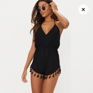 PLT Black Tasseled Romper
